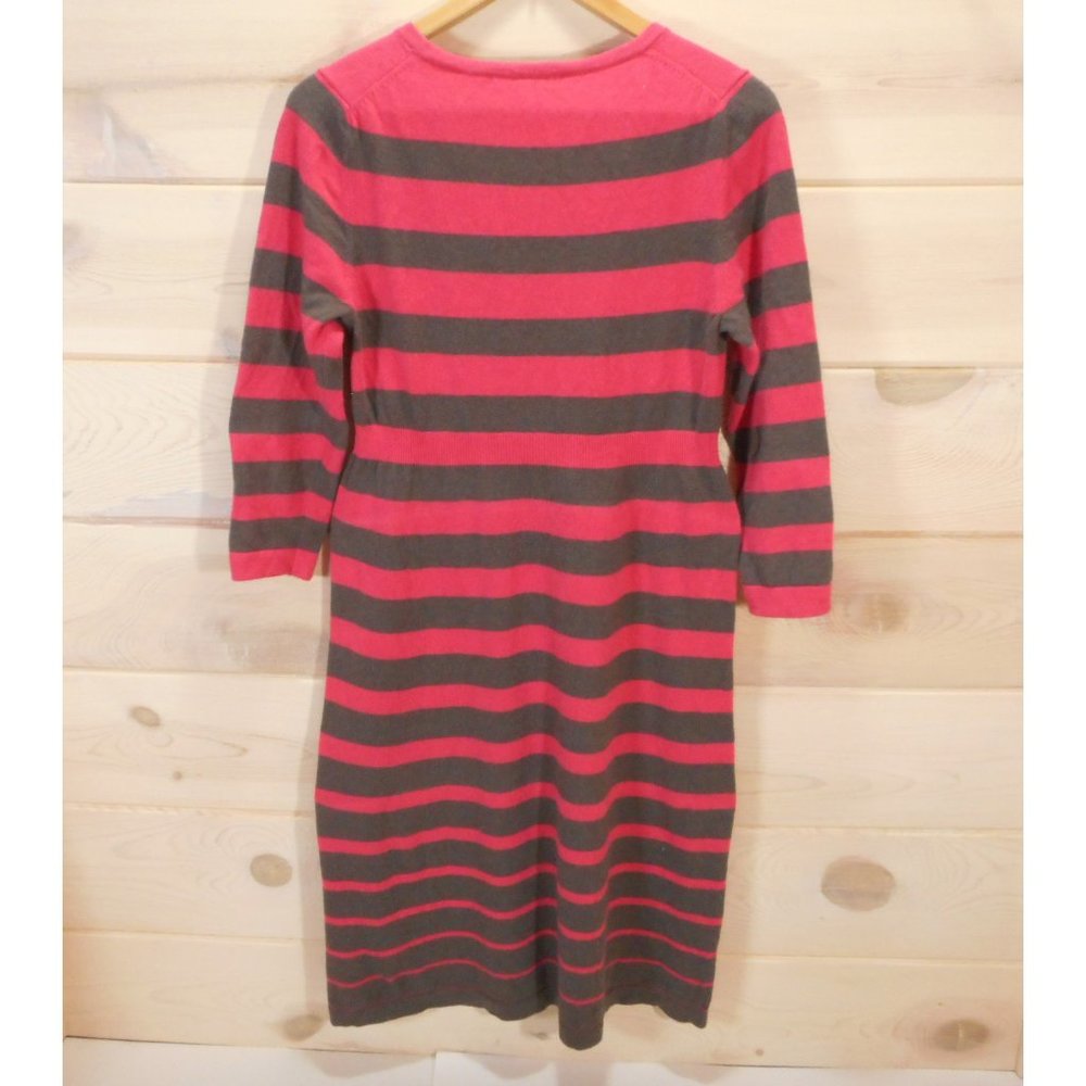 Boden Sweater Dress Women's Size 10 R Striped Salmon Pink and Brown - Picture 3 of 6